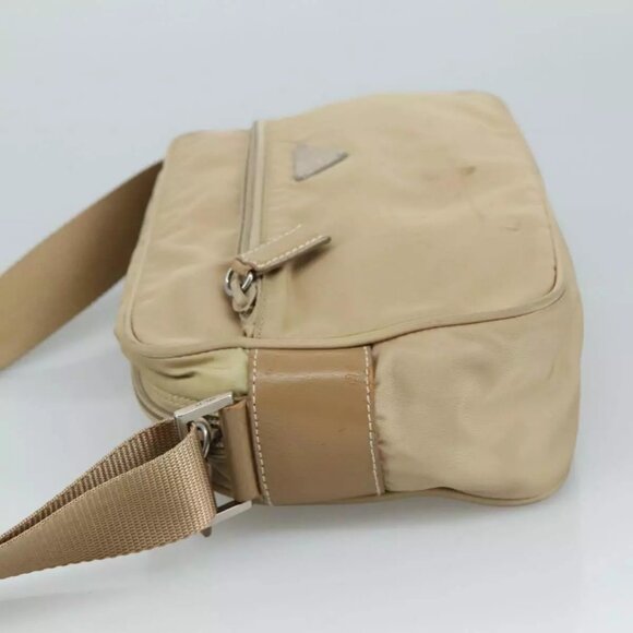 PRADA Shoulder Bag Nylon Beige Silver Auth - Picture 4 of 16